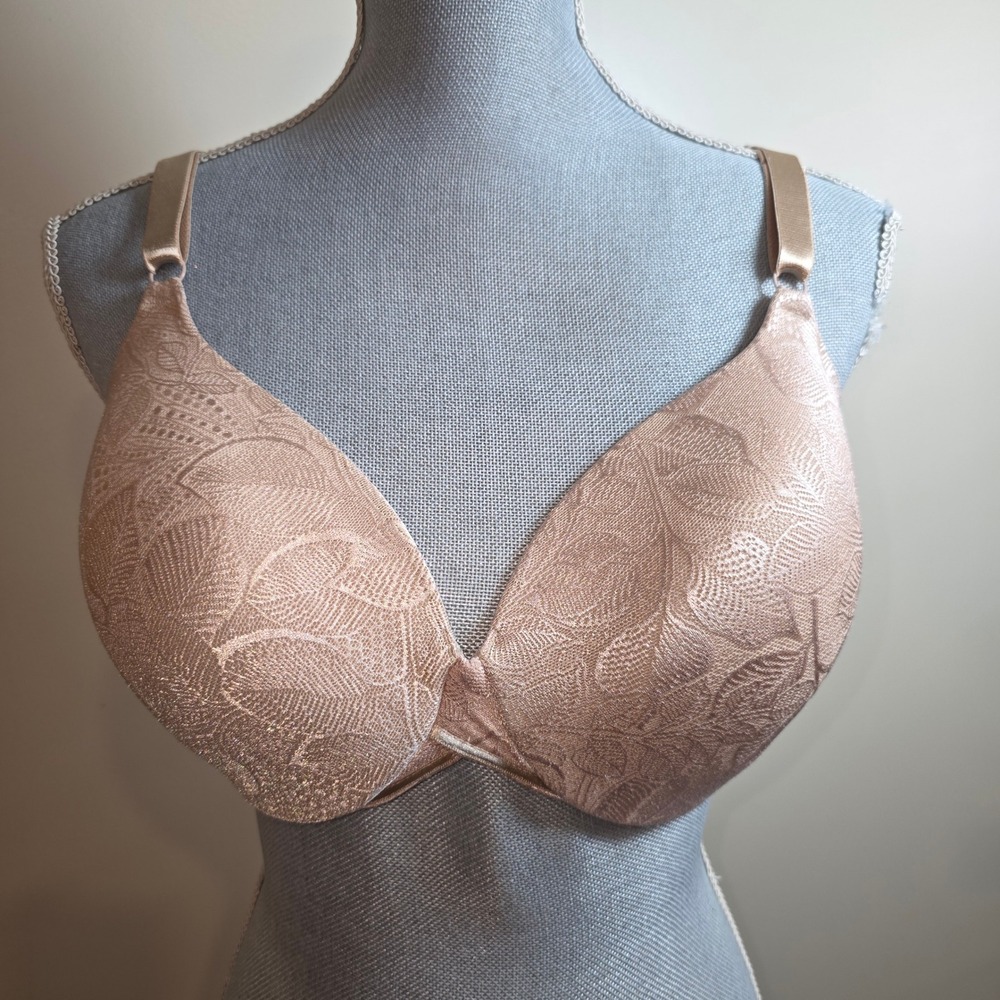 Bali Comfort Revolution Wireless Bra Tan Nude Floral Jacquard 3235 Womens‎ 38D